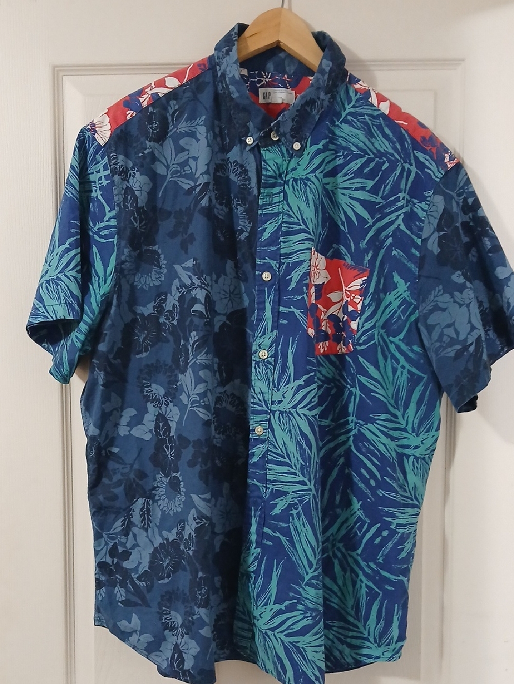 Gap Men's Hawaiian Floral Print Short Sleeve Button Down Shirt size XXL